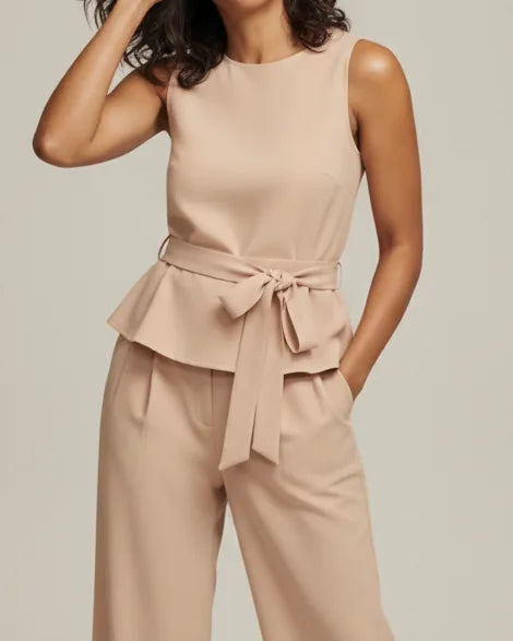 Camila | Tie-Waist Peplum Two-Piece Set