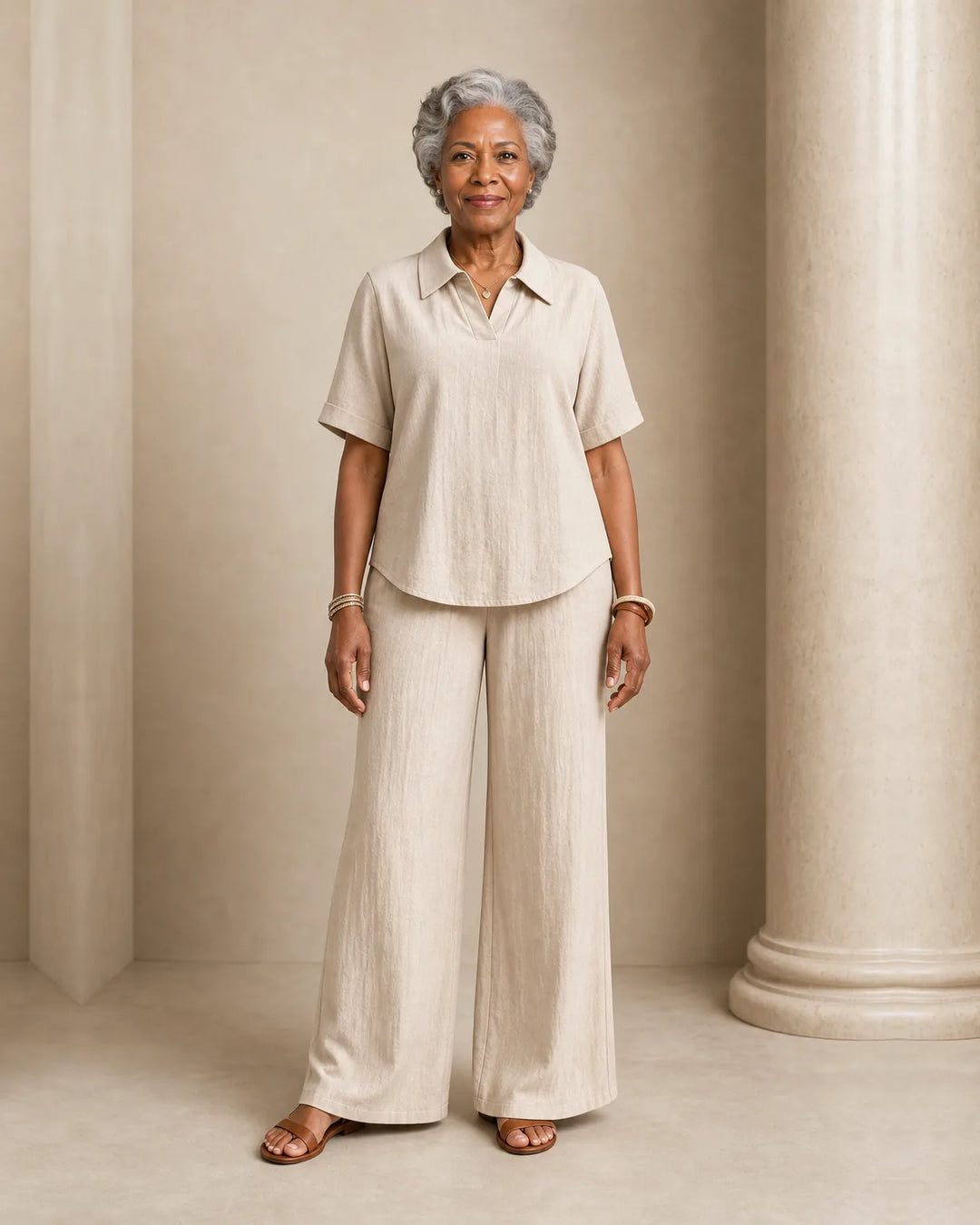 Jamila | Short-Sleeve Shirt & Wide-Leg Trouser Set