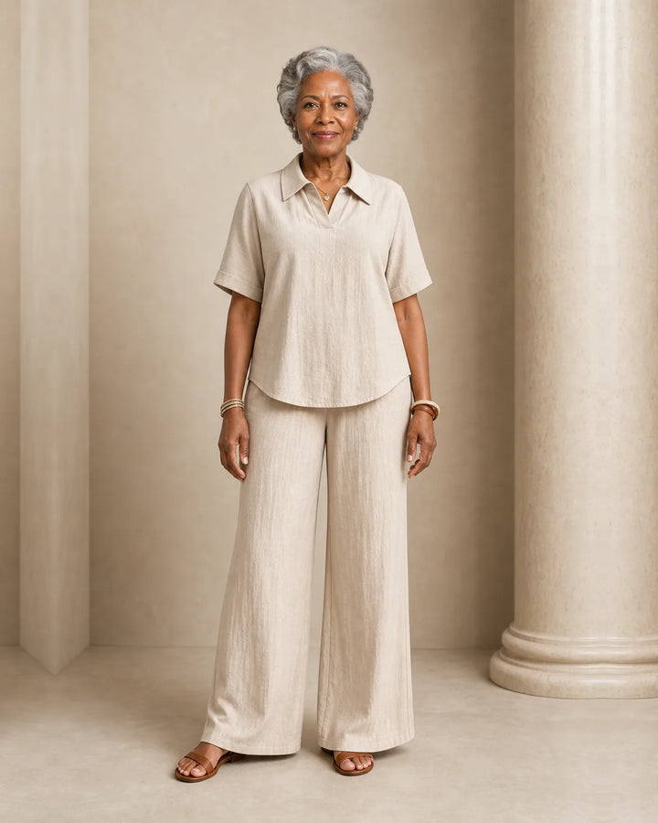 Jamila | Short-Sleeve Shirt & Wide-Leg Trouser Set