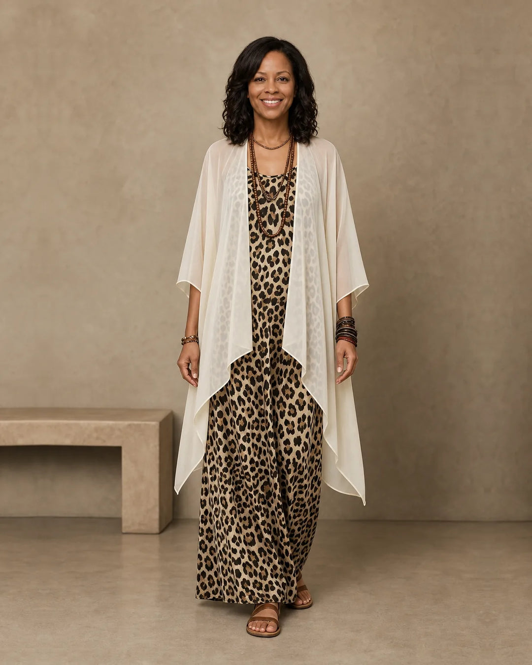 Tierra | Leopard Maxi Dress & Chiffon Cardigan Set