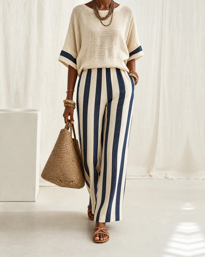 Nyah | Striped Top & Wide-Leg Set