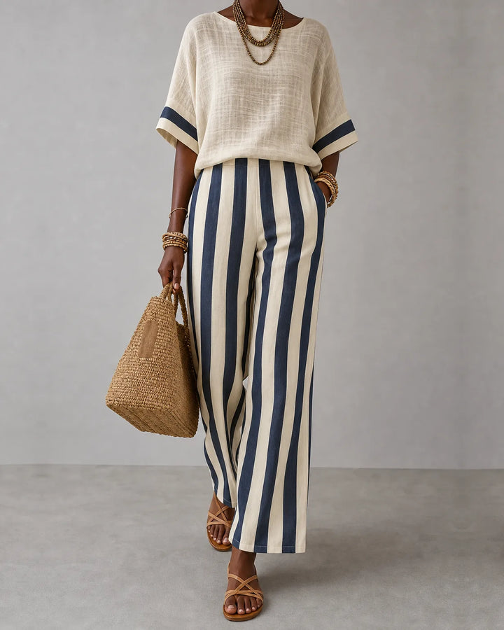 Nyah | Striped Top & Wide-Leg Set