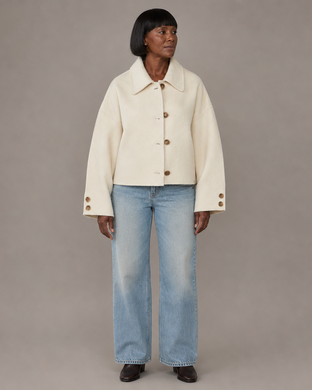 Women | Boxy Cropped Wool Coat Jacket