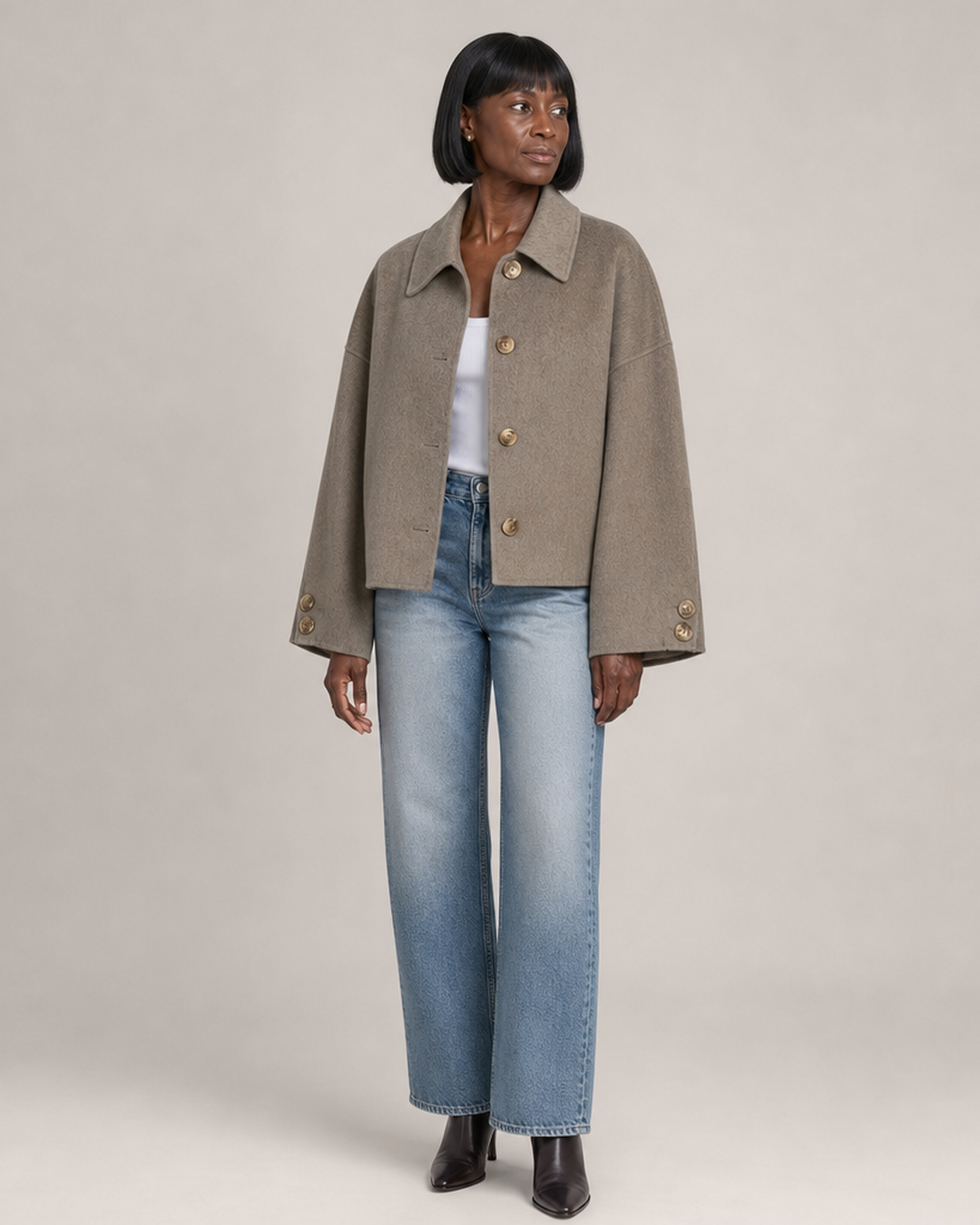 Women | Boxy Cropped Wool Coat Jacket