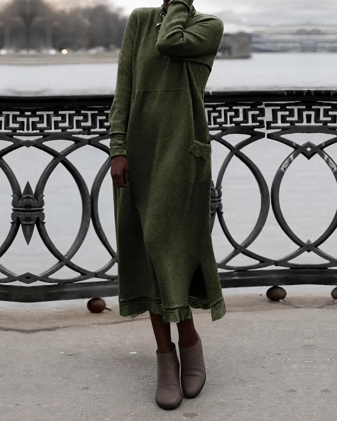 Mara Knitted Maxi Dress – Cozy Long Sleeve Oversized Winter Dress