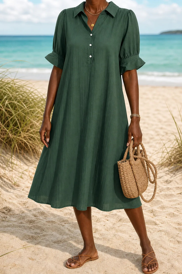 Rosalyn | Relaxed Ruffle-Sleeve Shirt Dress
