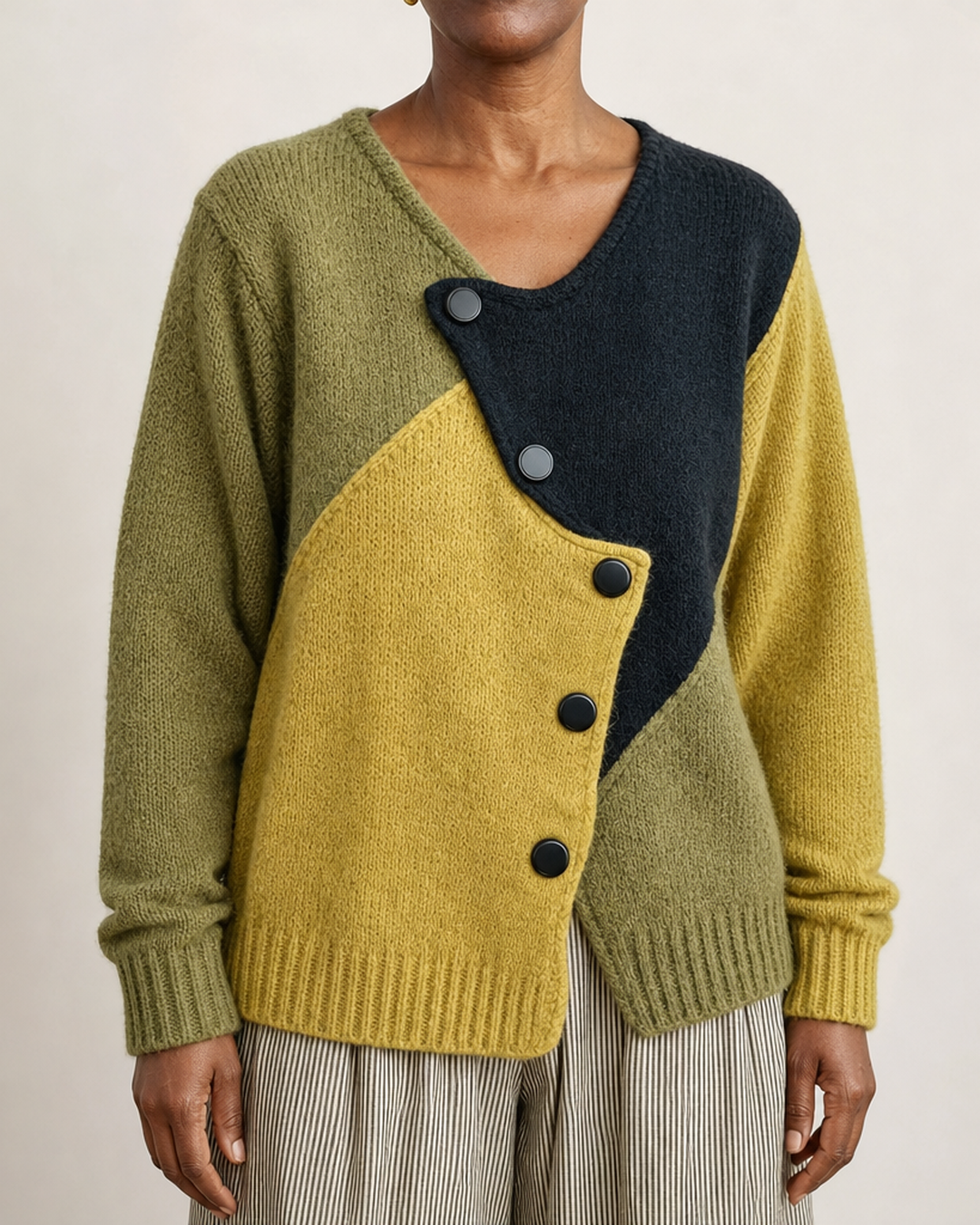 Artistic | Cozy Asymmetric Color-block Knit Sweater