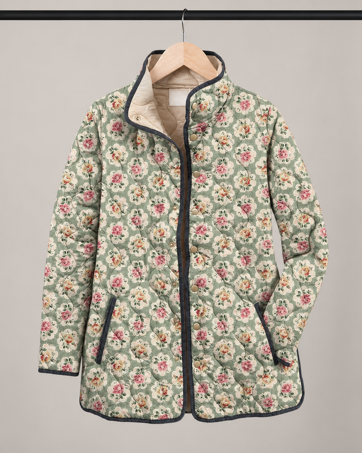 Aveline | Vintage Floral Art Print Quilted Jacket