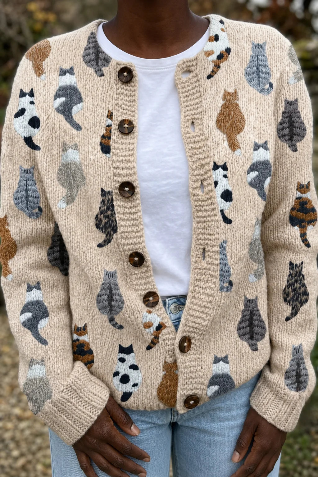 Amara | Cozy Cat Print Cardigan