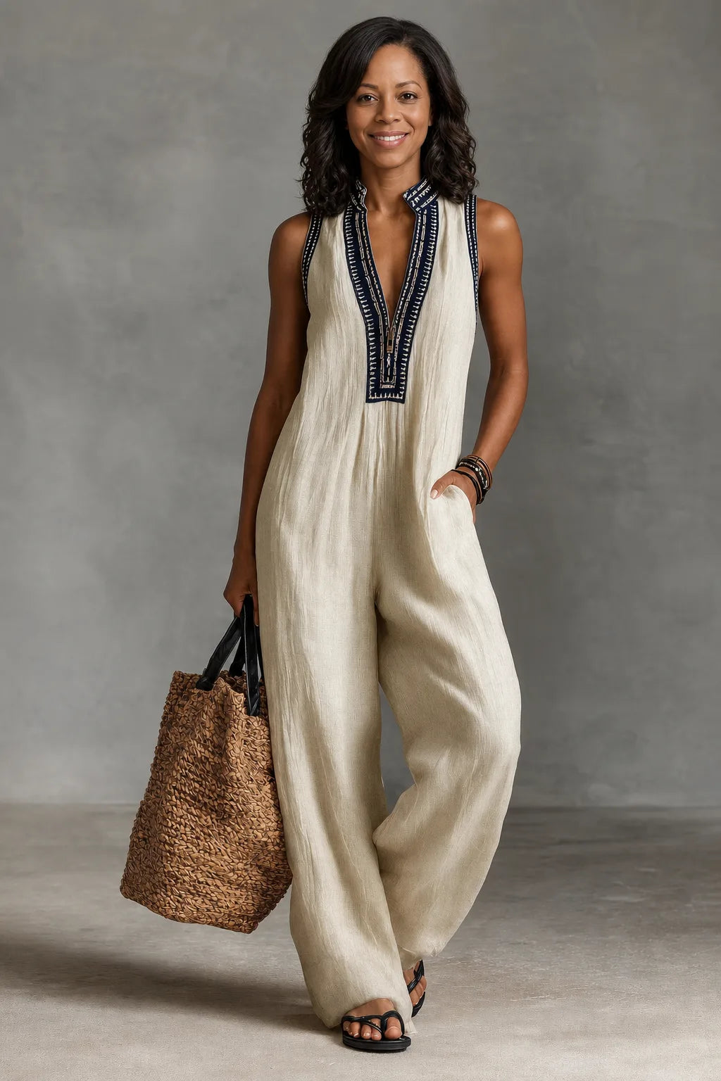 Nadia | Sleek Stand-Collar Jumpsuit