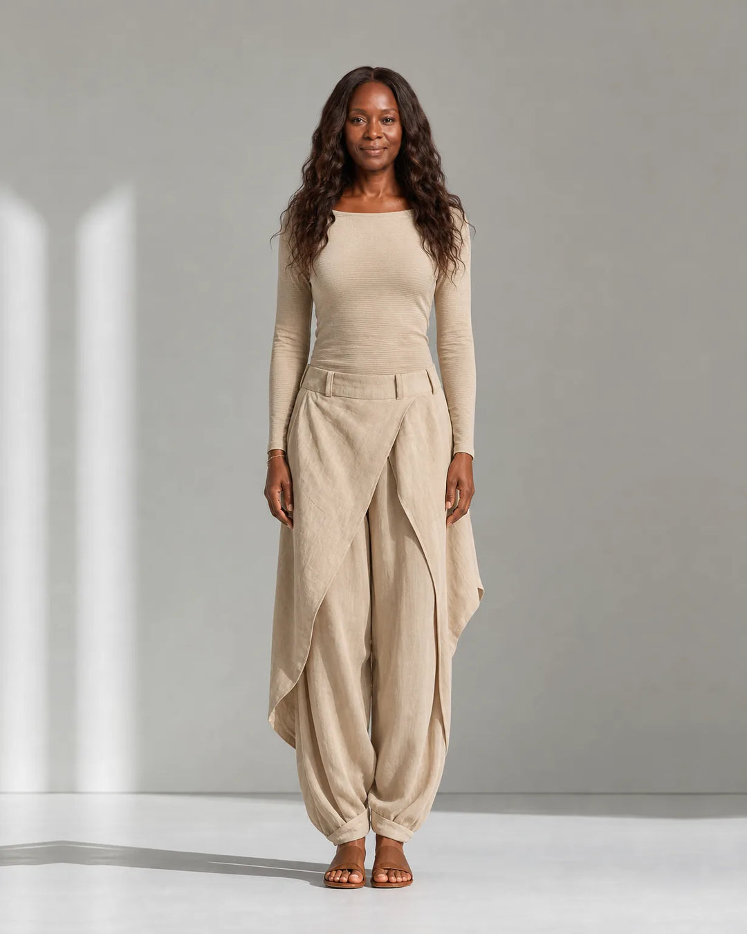 Jada | Boat Neck Top and layered wide-leg trouser set