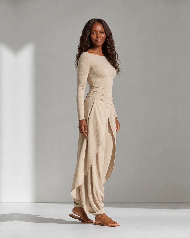 Jada | Boat Neck Top and layered wide-leg trouser set