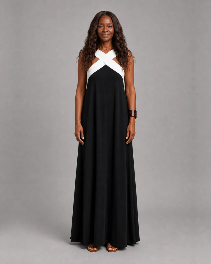Velora™ | Cross Elegance Maxi Dress