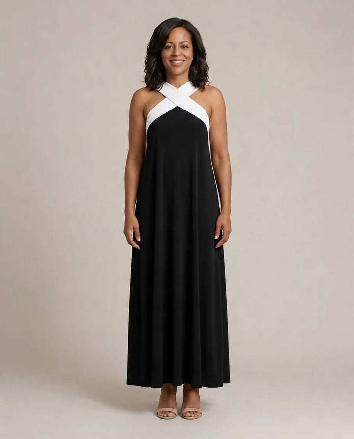 Velora | Cross Elegance Maxi Dress