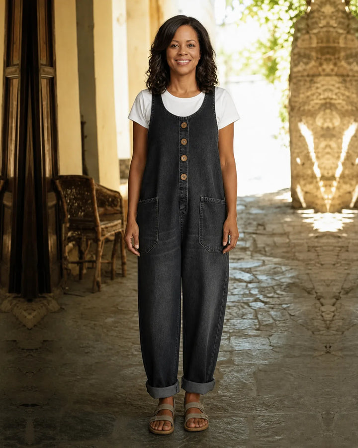 Camille | Vintage Wide-Leg Soft Cotton Denim Pants