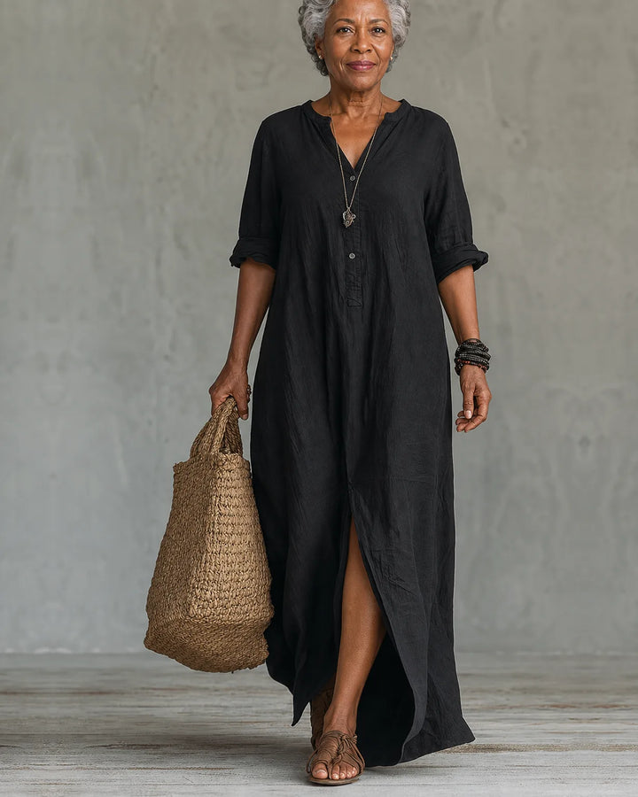 Rhea | Button-Front Shirt Maxi Dress