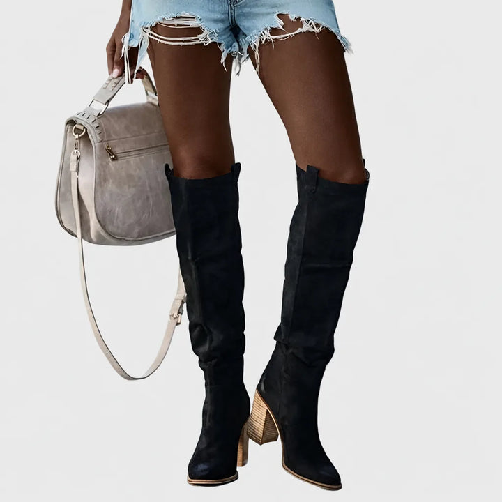 Ndeye | Tall Western Leather Boots