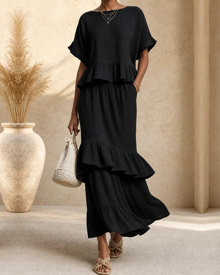 Kaia | Tiered Ruffle Top & Skirt Set