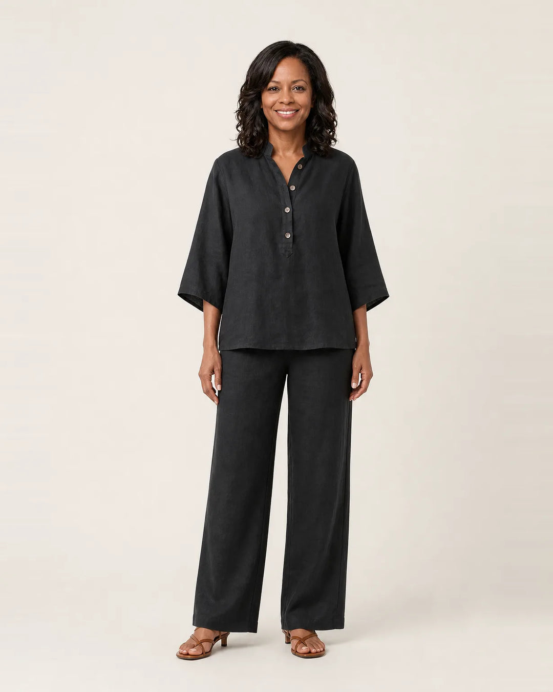 Zerah | Linen Two-Piece Set — Black
