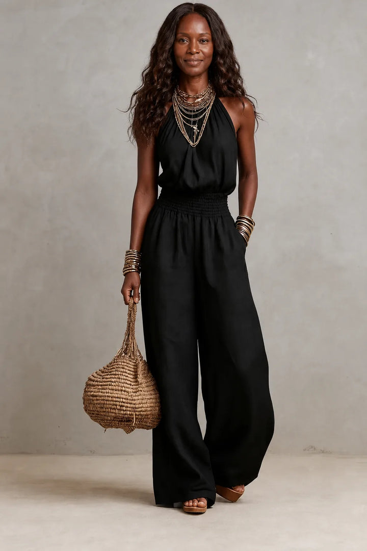 Camille | Effortless Halter Wide-Leg Jumpsuit