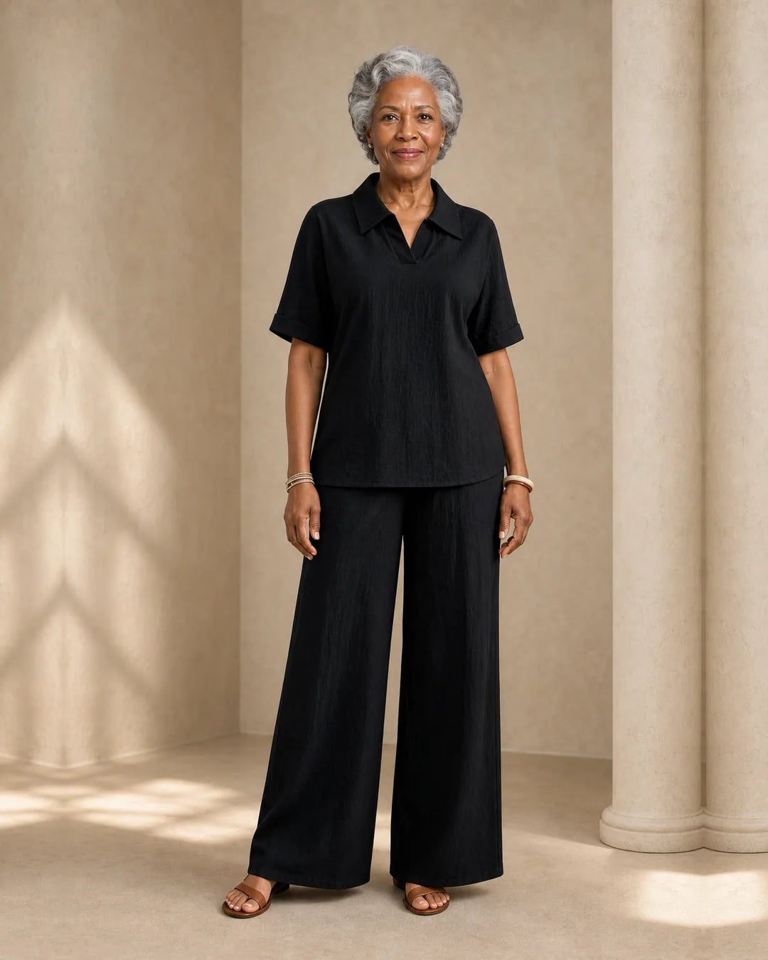 Jamila | Short-Sleeve Shirt & Wide-Leg Trouser Set