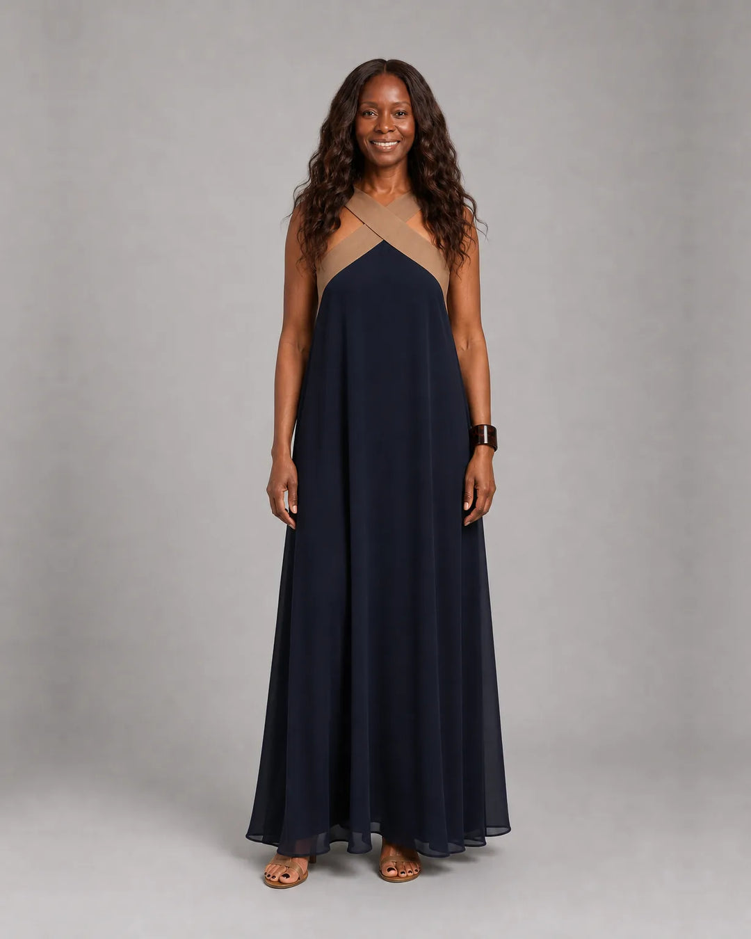 Velora™ | Cross Elegance Maxi Dress