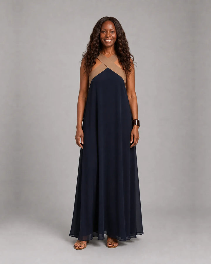 Velora™ | Cross Elegance Maxi Dress