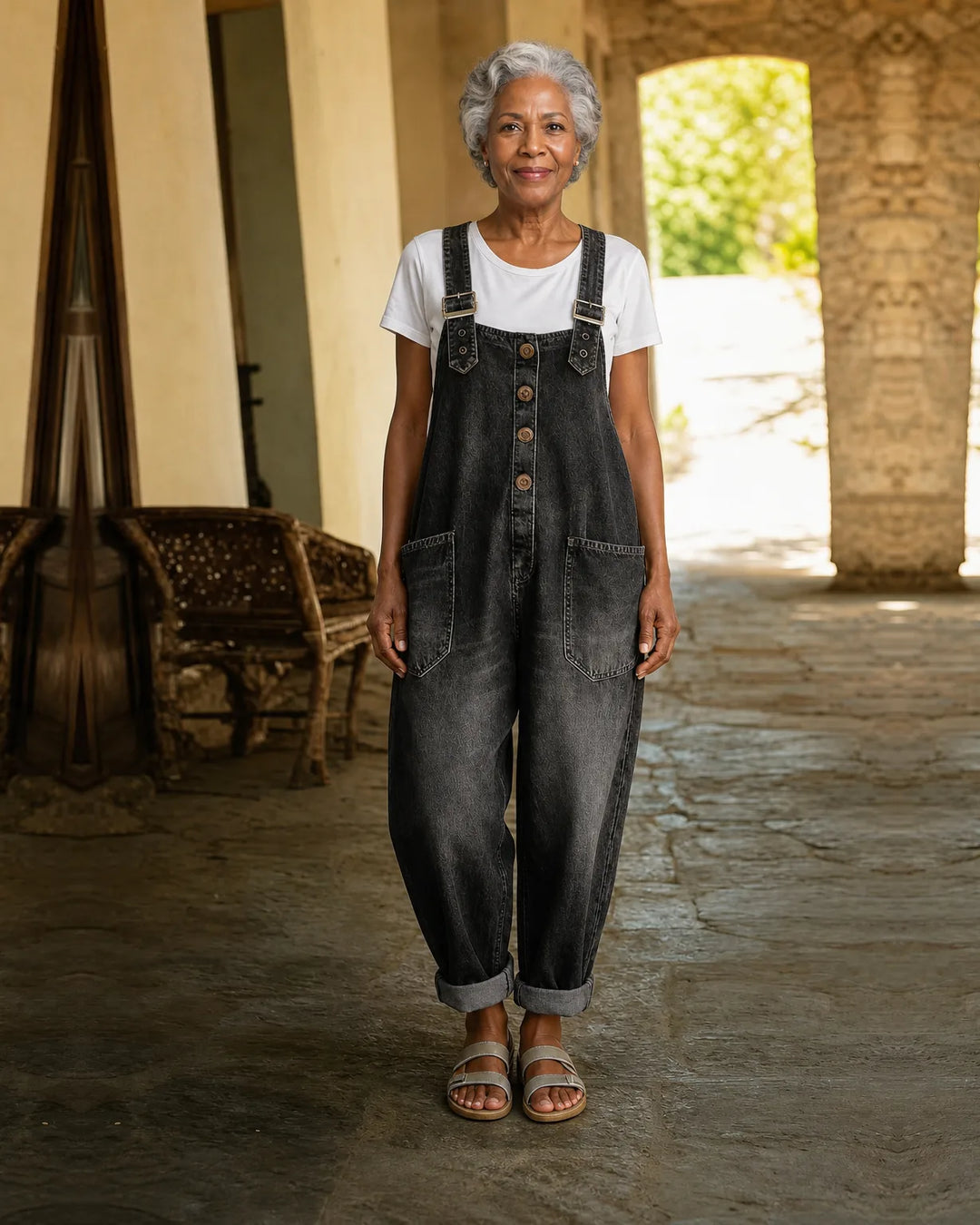 Alicia | Vintage Cotton Denim Overall with Adjustable Straps