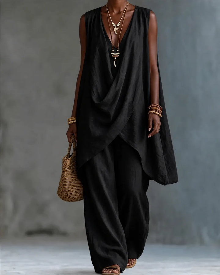 Anais | Bohemian Embroidered Linen-Look Set