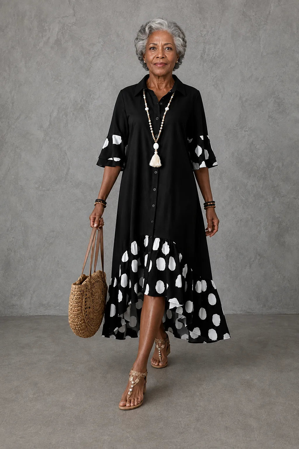 Kelechi | Polka Dot Lapel Dress