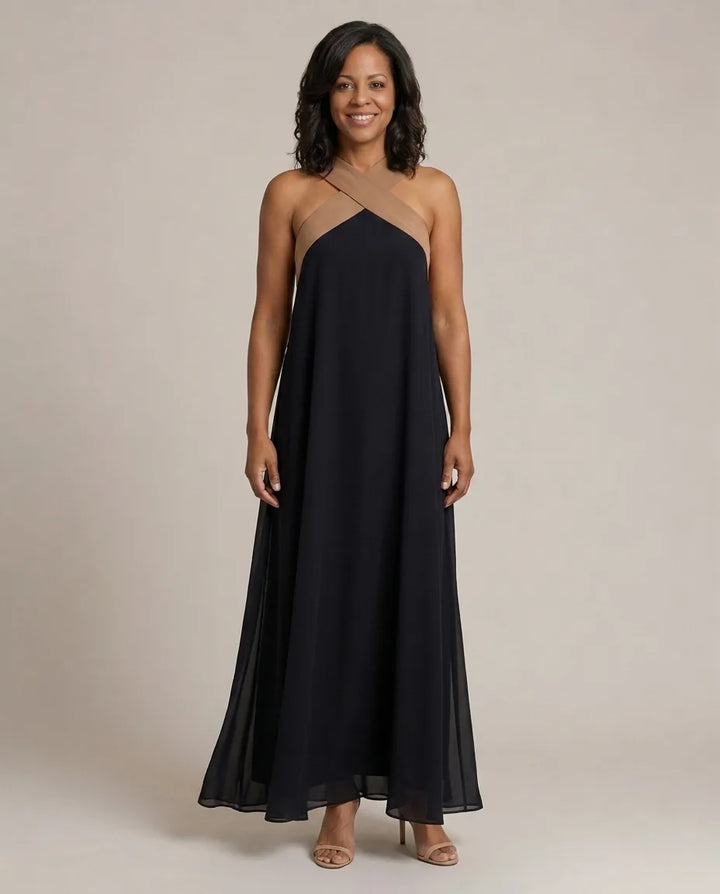 Velora | Cross Elegance Maxi Dress