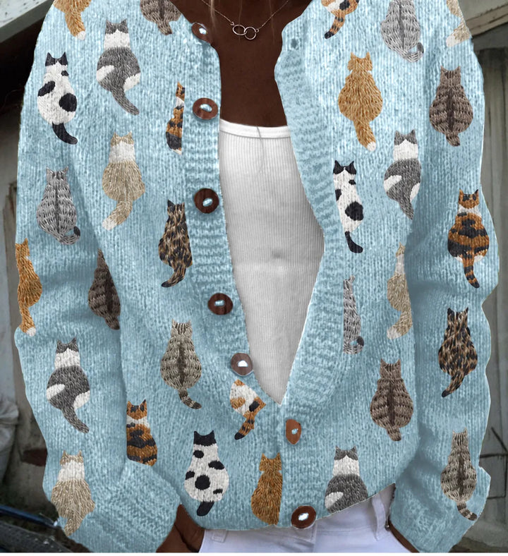Amara | Cozy Cat Print Cardigan