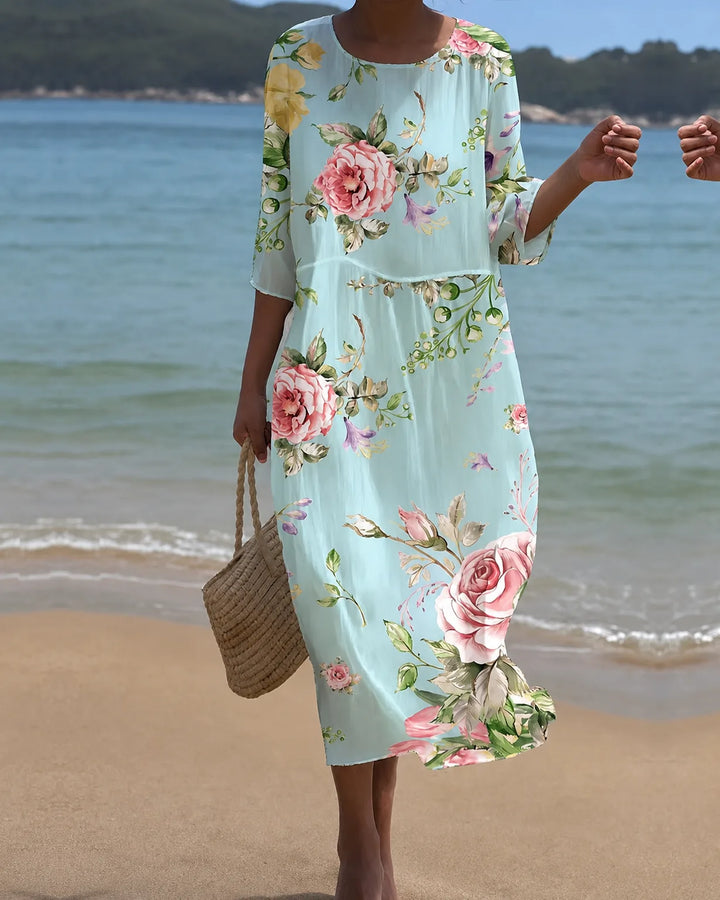 Keely | Sunset Floral Midi Dress