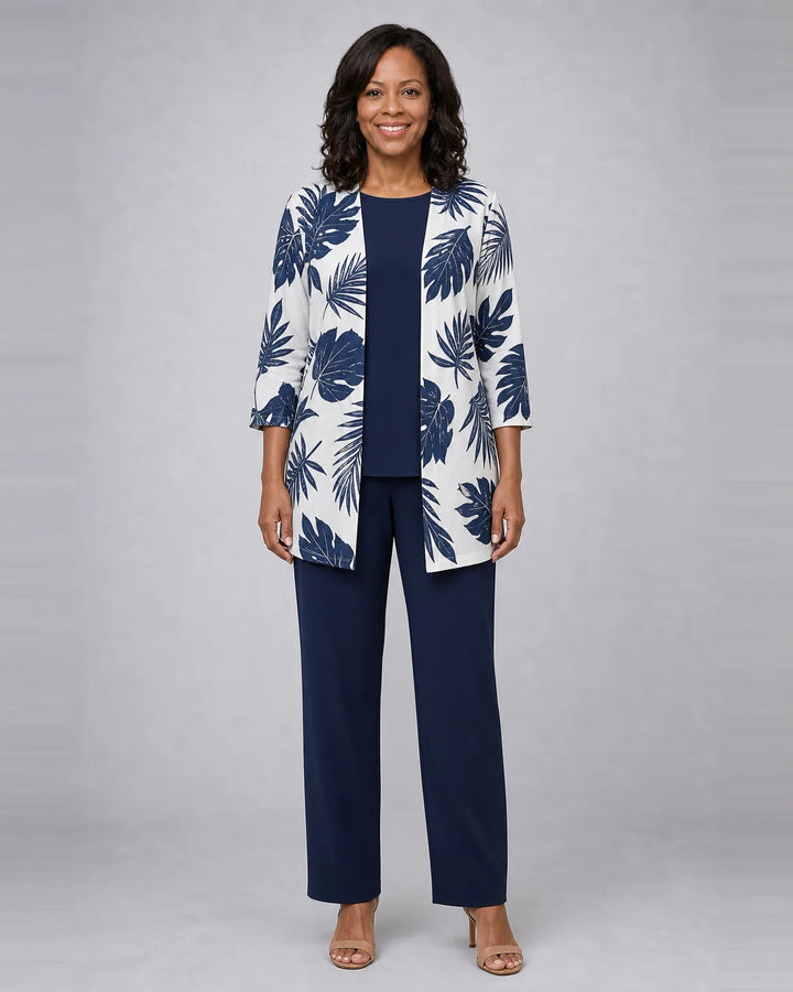 Jenilyn | Classic Elegance Three-Piece Set — Blue White