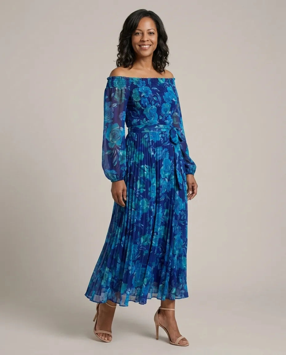 Emma | Off Shoulder Floral Maxi Dress