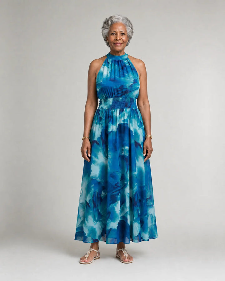 Sylin | Gathered Halter Midi Dress