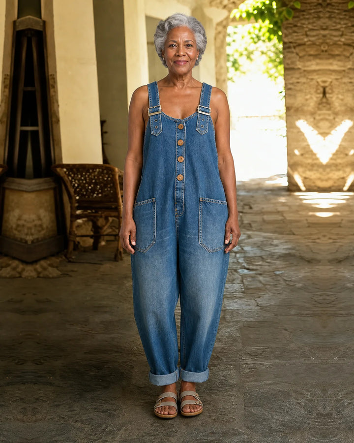 Alicia | Vintage Cotton Denim Overall with Adjustable Straps