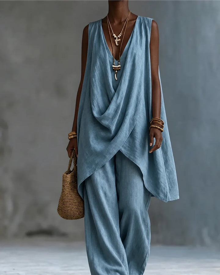 Anais | Bohemian Embroidered Linen-Look Set