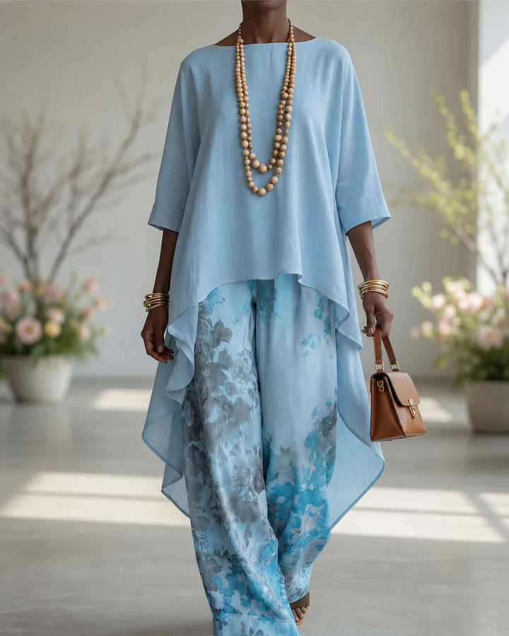 Elodine | Vintage Embroidered Linen-Look Set