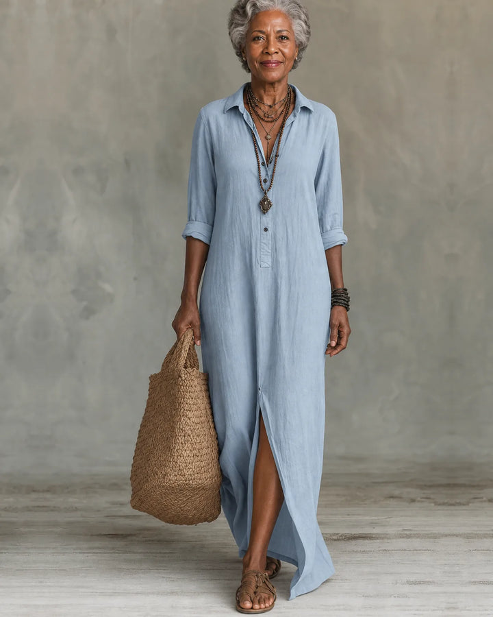Rhea | Button-Front Shirt Maxi Dress
