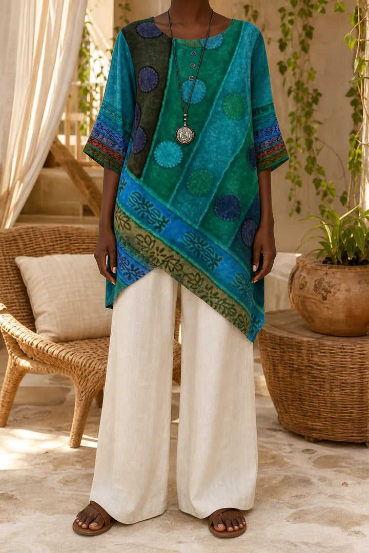 Farah | Artful Round-Neck Top