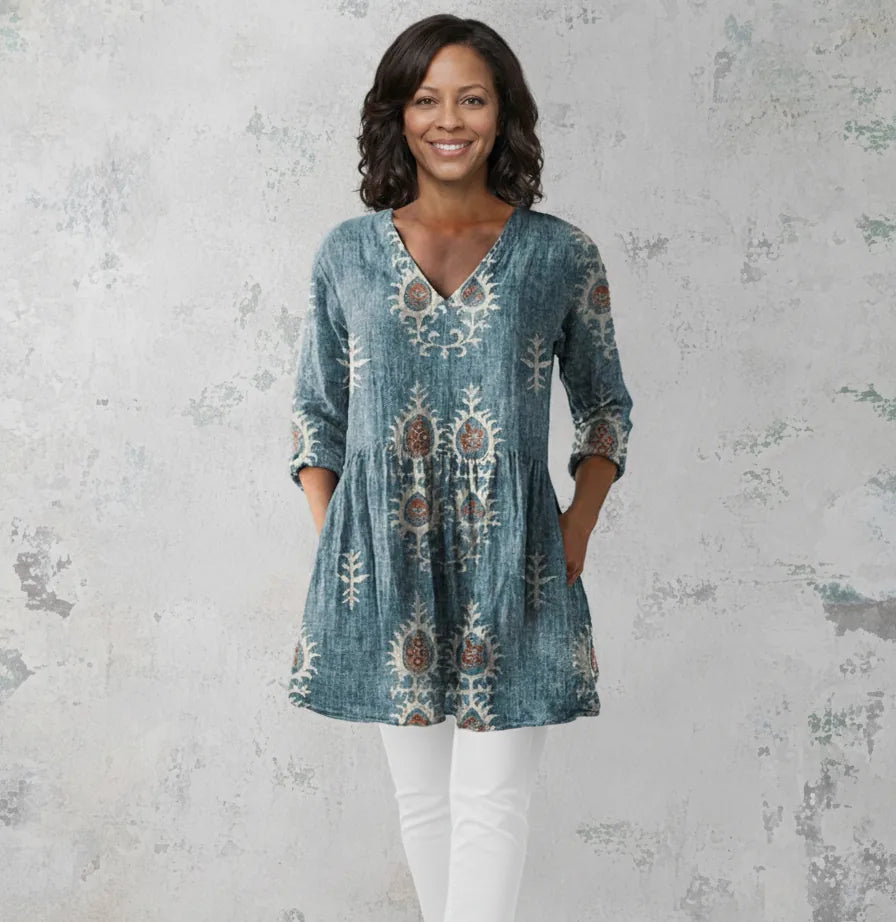 Imani | Long Blouse with V-Neck