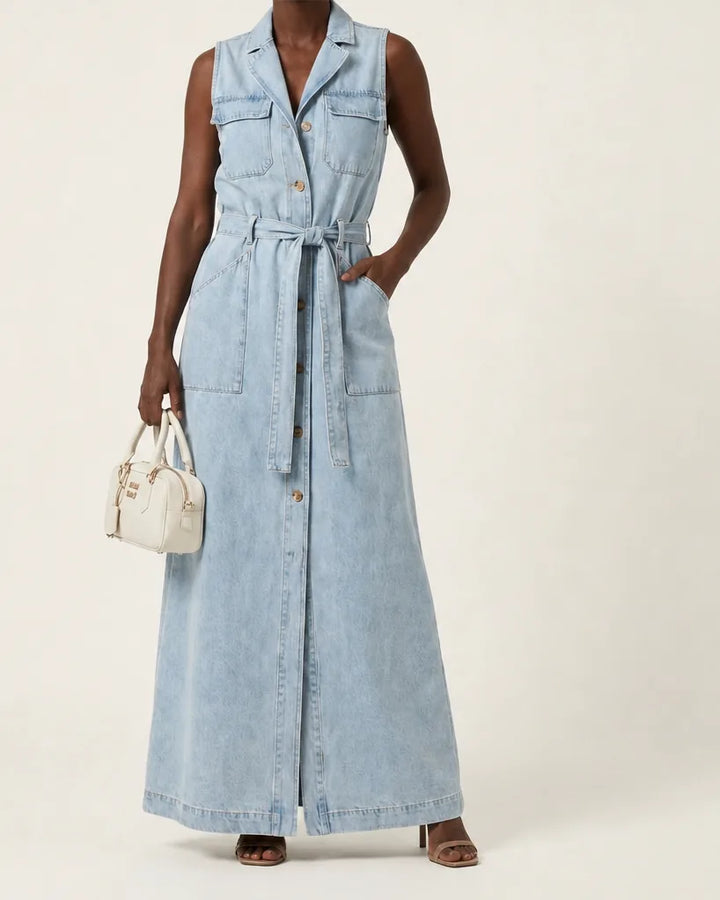 Ines | Classic Denim Maxi Dress