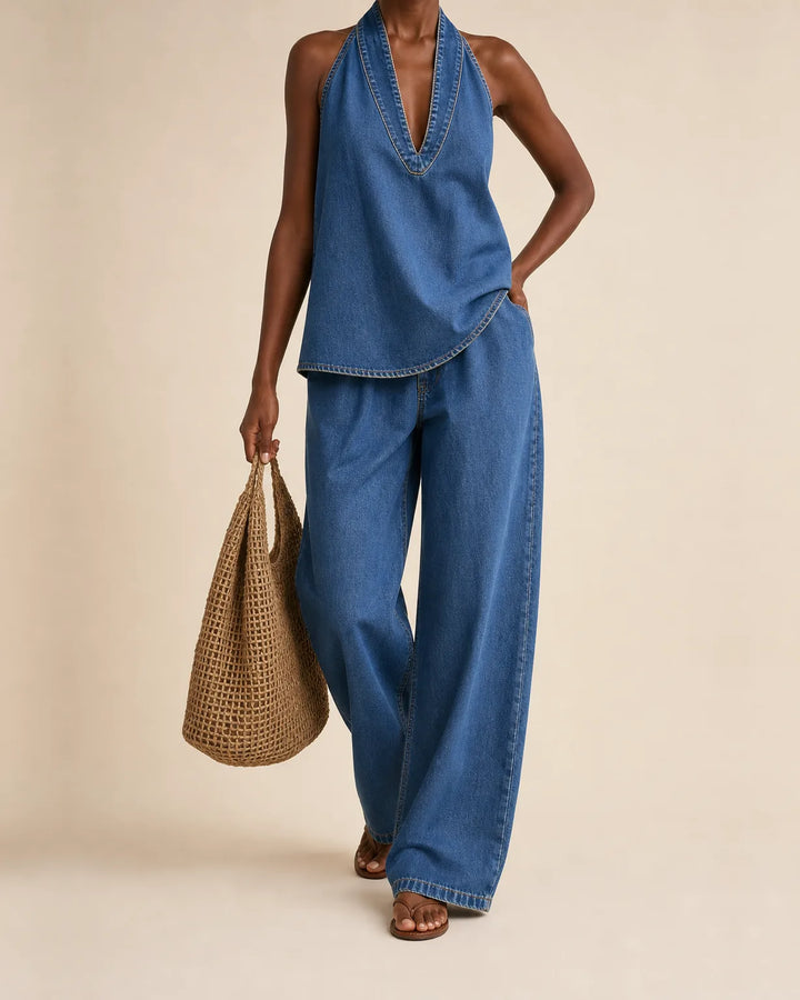 Sena | V-Neck Fluid Two-Piece Suit