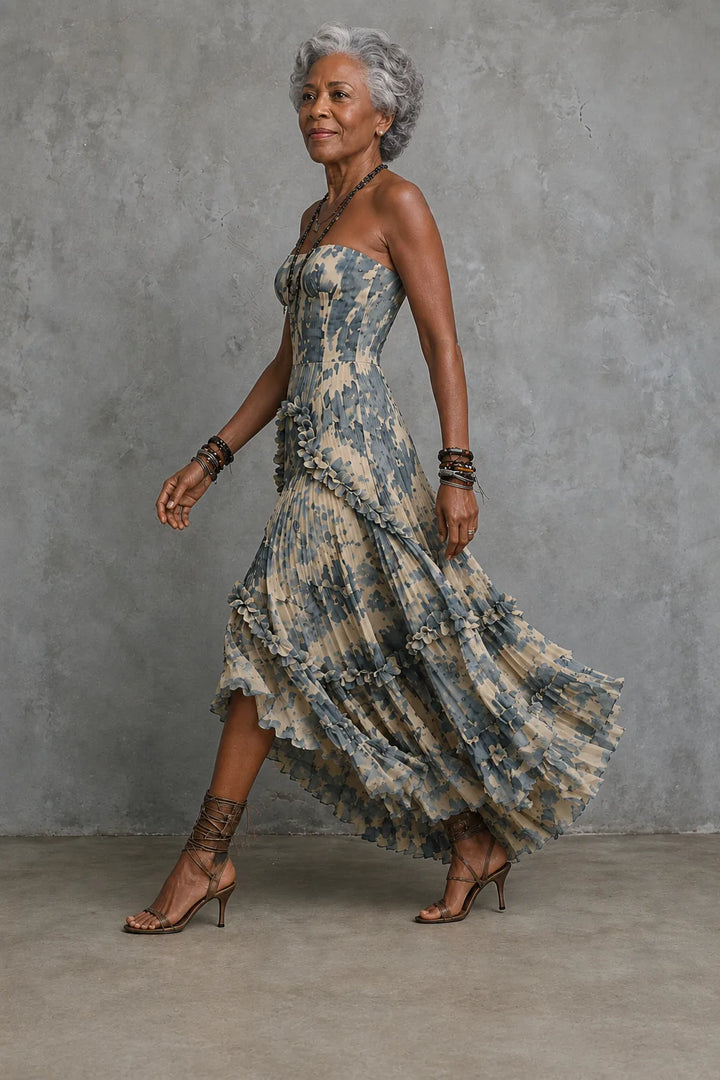 Uchenna | Strapless 3D Floral Maxi
