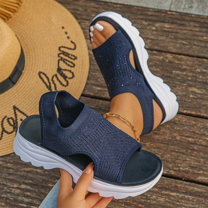 Brenna | Cushioned Slip-on Sandals — Navy