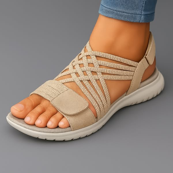 Bridget | Woven Comfort Sandals — Beige