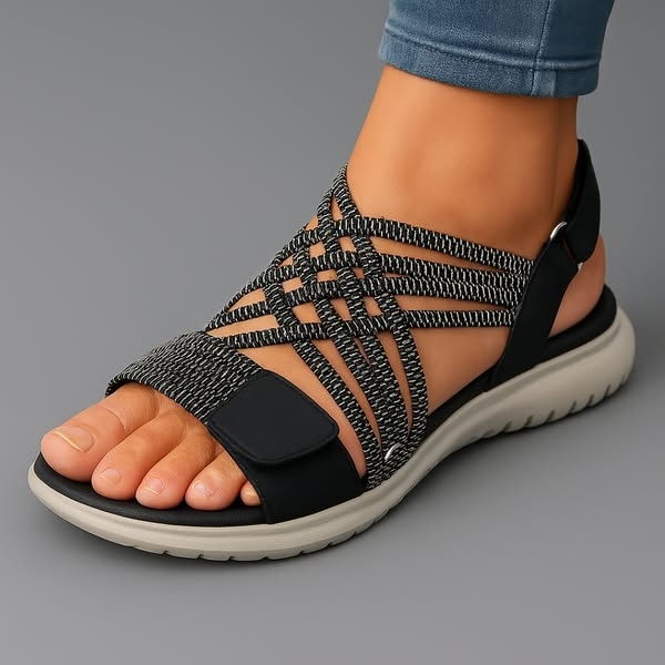Bridget | Woven Comfort Sandals — Black