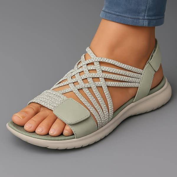 Bridget | Woven Comfort Sandals — Grey
