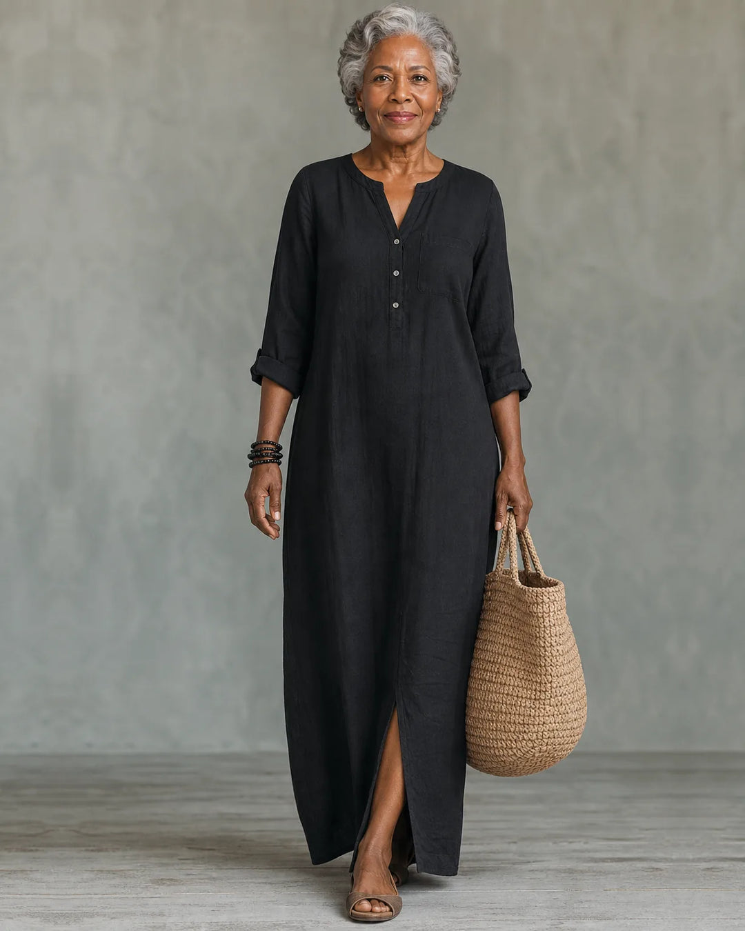 Rhea | Button-Front Shirt Maxi Dress